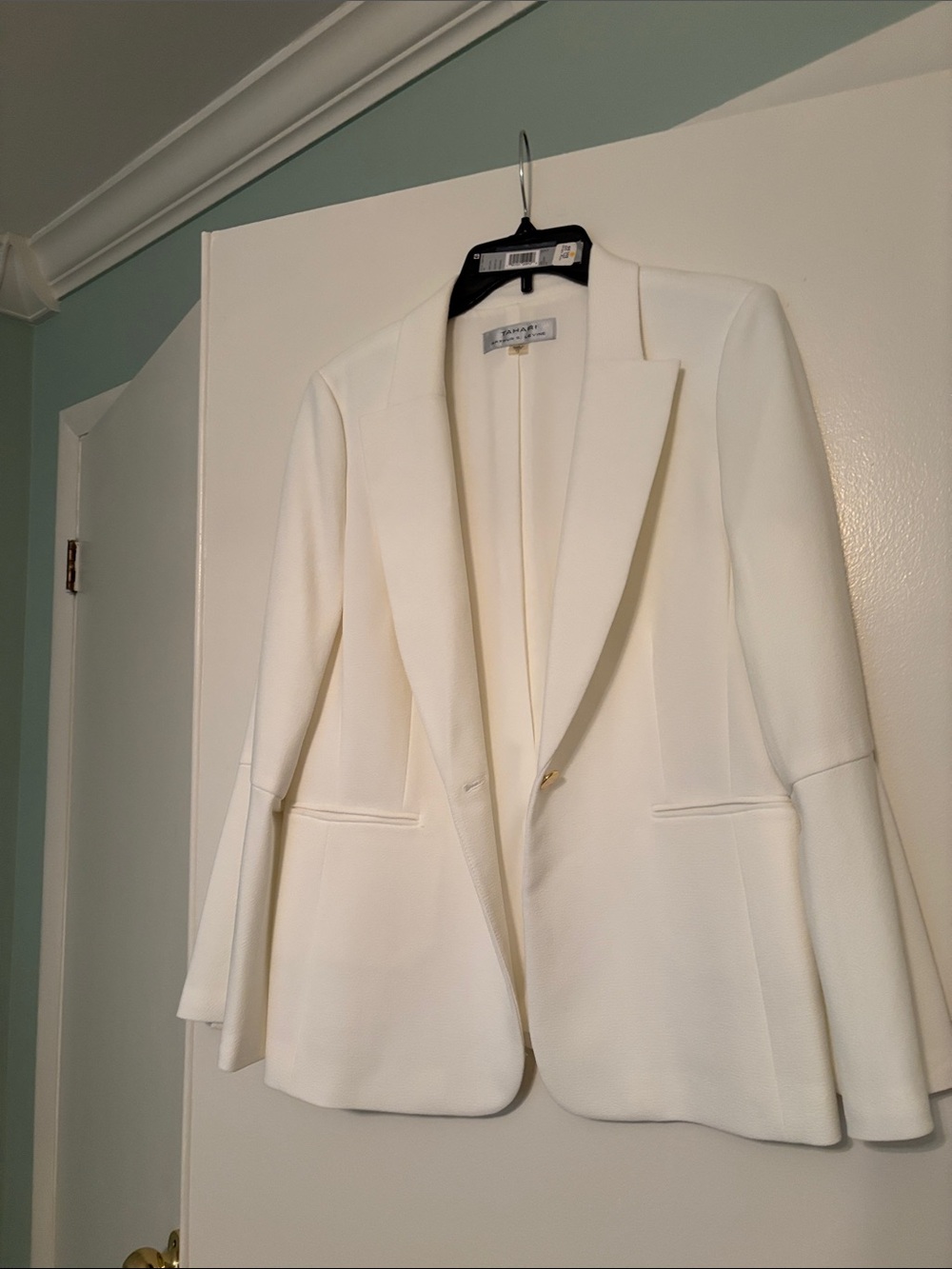 Womens Cream Tailored Single-Button Blazer
